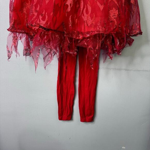 Spirit Halloween Kids Fiery Devil Costume Red Dress Horns Girl's Size L Cosplay - Picture 5 of 12